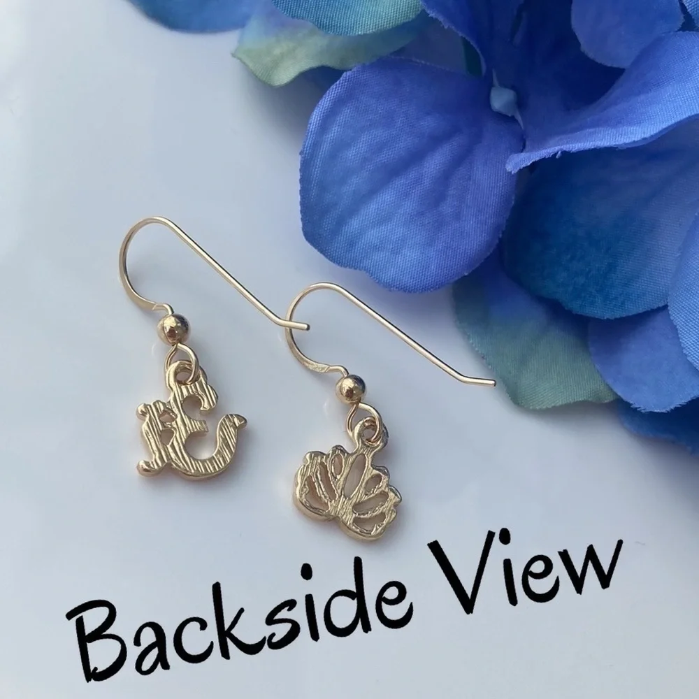 𝅺OM and Lotus Flower Mismatched Gold Earrings